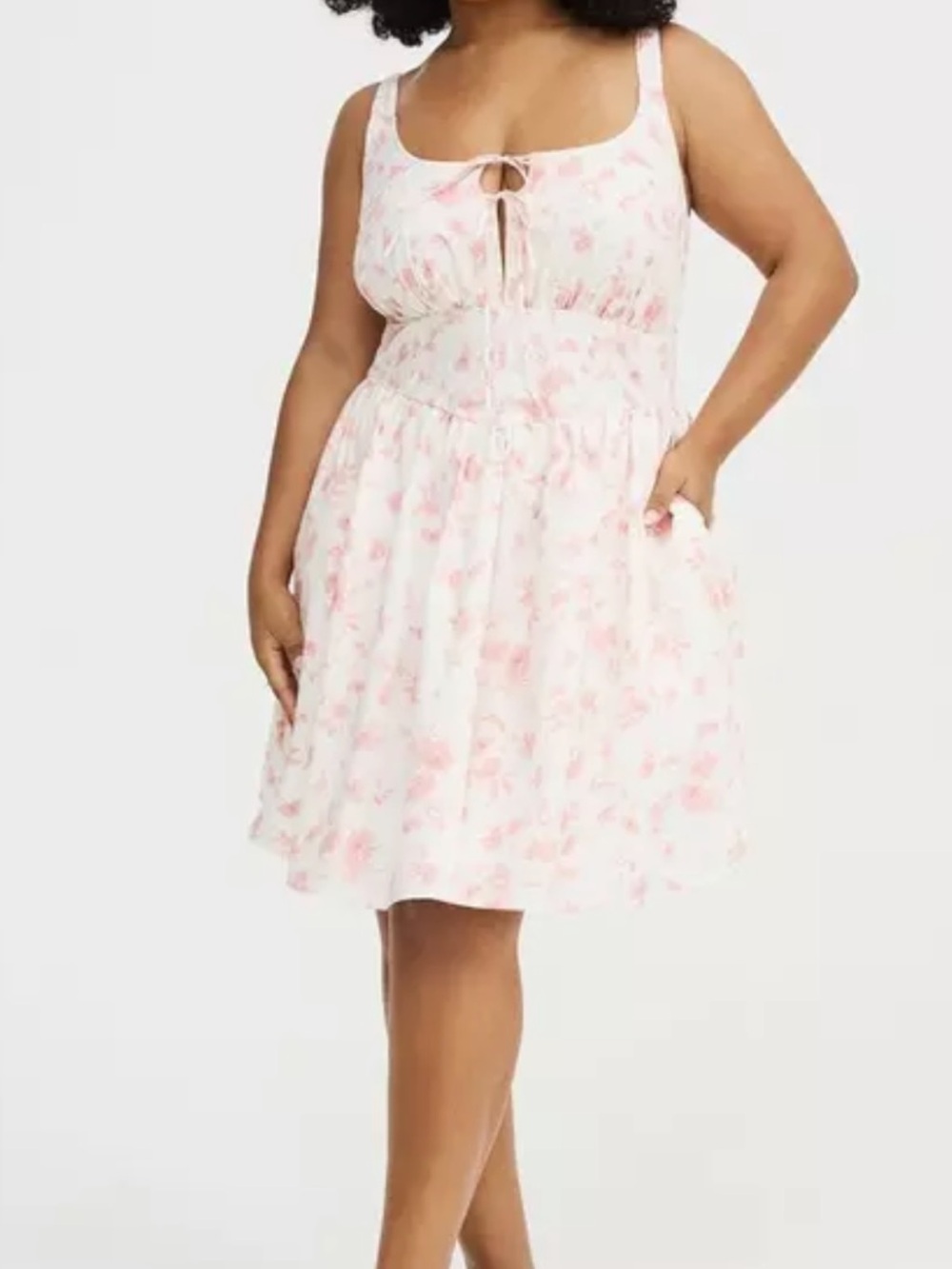 Torrid Corset Pink Sunflower Mini Dress Size 18 NWOT - Picture 4 of 8